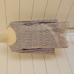 CB established 1962 petite medium metallic black silver white top with fringe